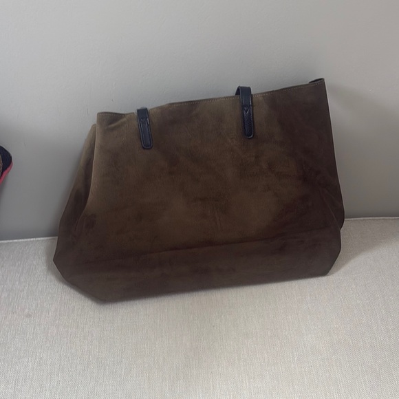 Stylish Brown Tote Bag with Pink Stripe - Picture 2 of 4